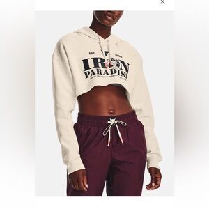Under Armour Gray and Pink Athletic Top cropped project rock bull hoodie XS